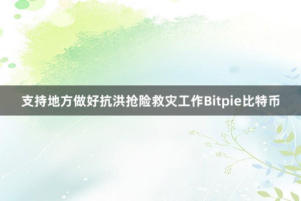 支持地方做好抗洪抢险救灾工作Bitpie比特币