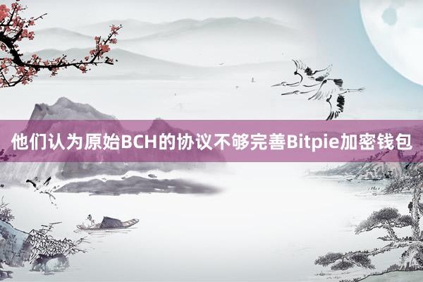 他们认为原始BCH的协议不够完善Bitpie加密钱包