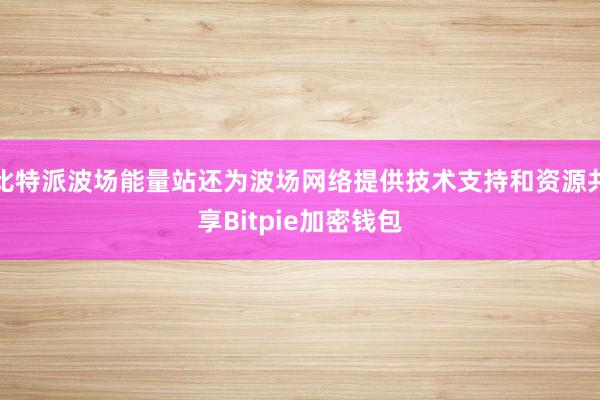 比特派波场能量站还为波场网络提供技术支持和资源共享Bitpie加密钱包