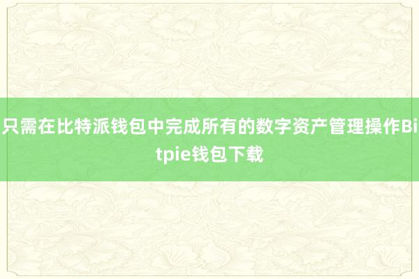 只需在比特派钱包中完成所有的数字资产管理操作Bitpie钱包下载