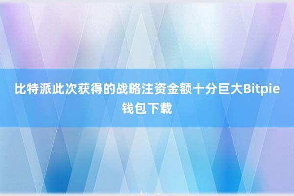 比特派此次获得的战略注资金额十分巨大Bitpie钱包下载