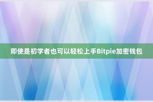 即使是初学者也可以轻松上手Bitpie加密钱包