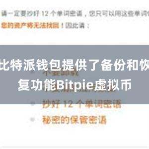 比特派钱包提供了备份和恢复功能Bitpie虚拟币