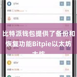 比特派钱包提供了备份和恢复功能Bitpie以太坊